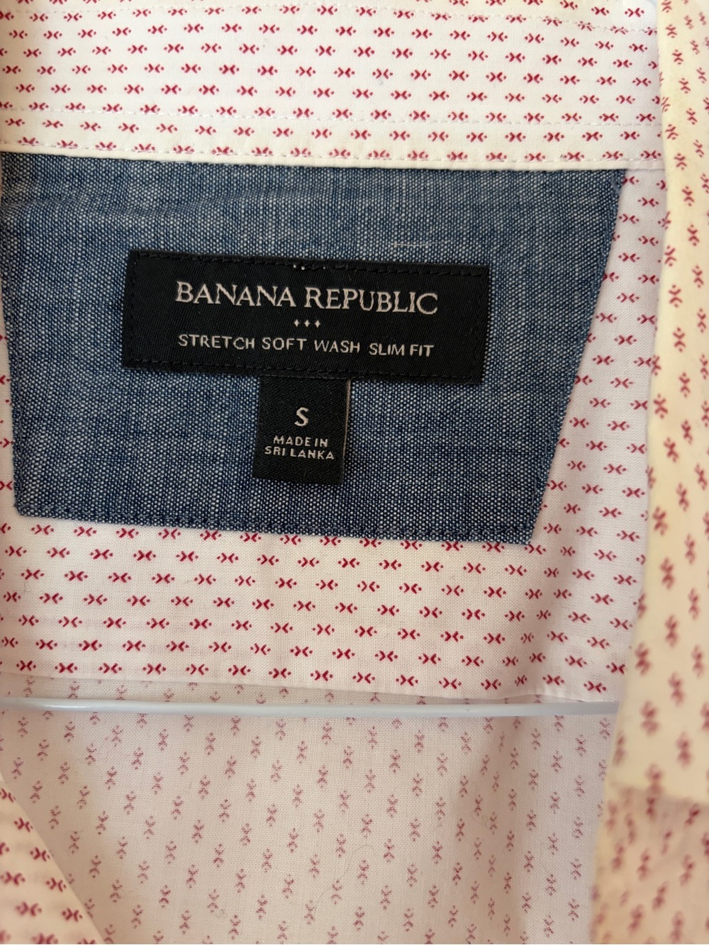 Banana Republic Slim Fit White Shirt with Pink Micro Motif Size Small